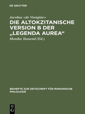 cover image of Die altokzitanische Version B der "Legenda aurea"